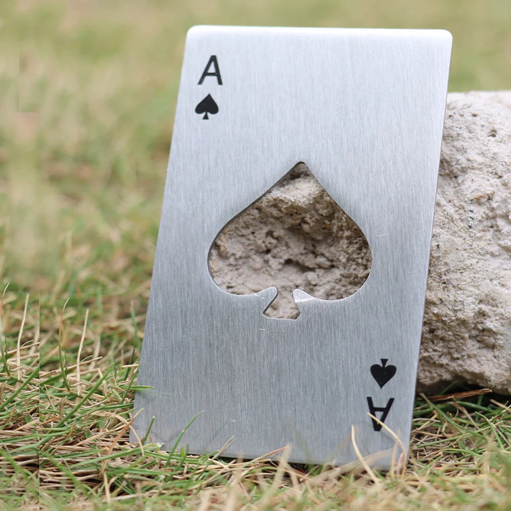 Edelstahl Flaschenöffner Spielkarten Ass