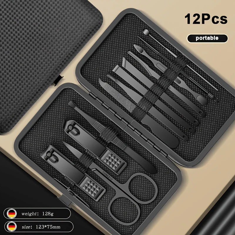 8/12/15/20/24 stücke Schwarz Nagel Clipper Set Maniküre Schneider Haushalt Edelstahl Ohr Löffel Pediküre schere Werkzeug Für Schönheit