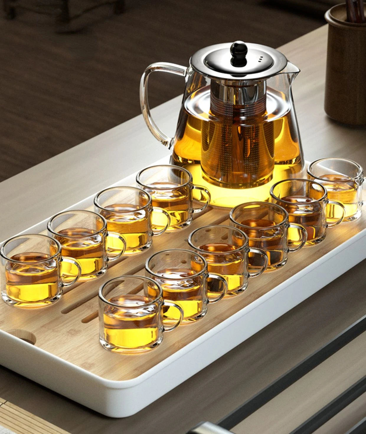 Hitzebeständige Glas-Teekanne mit Teesieb aus Edelstahl
