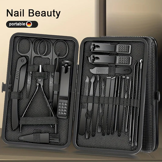 8/12/15/20/24 stücke Schwarz Nagel Clipper Set Maniküre Schneider Haushalt Edelstahl Ohr Löffel Pediküre schere Werkzeug Für Schönheit