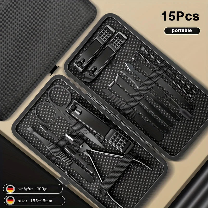 8/12/15/20/24 stücke Schwarz Nagel Clipper Set Maniküre Schneider Haushalt Edelstahl Ohr Löffel Pediküre schere Werkzeug Für Schönheit