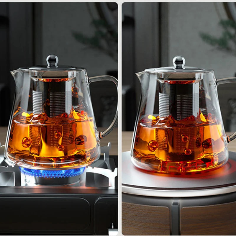 Hitzebeständige Glas-Teekanne mit Teesieb aus Edelstahl