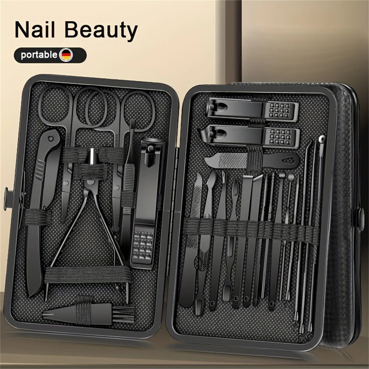 8/12/15/20/24 stücke Schwarz Nagel Clipper Set Maniküre Schneider Haushalt Edelstahl Ohr Löffel Pediküre schere Werkzeug Für Schönheit