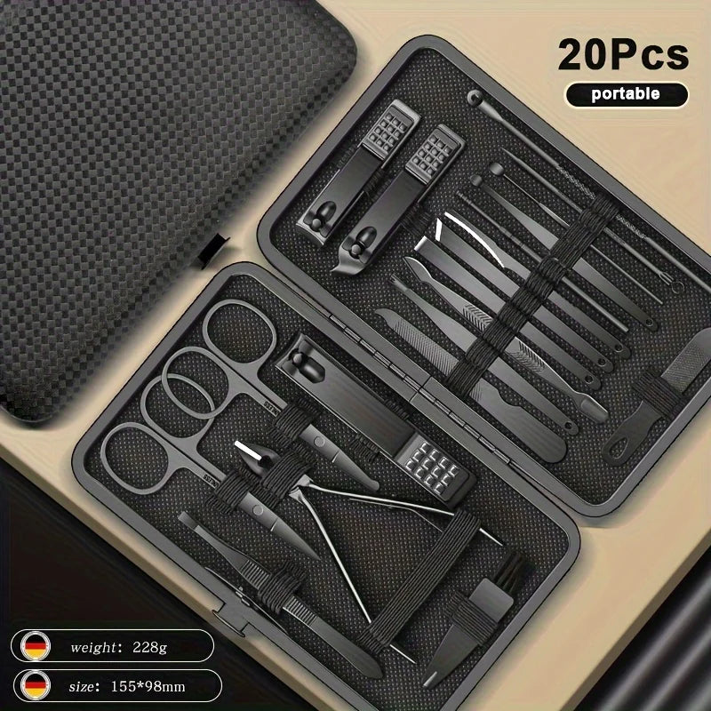 8/12/15/20/24 stücke Schwarz Nagel Clipper Set Maniküre Schneider Haushalt Edelstahl Ohr Löffel Pediküre schere Werkzeug Für Schönheit